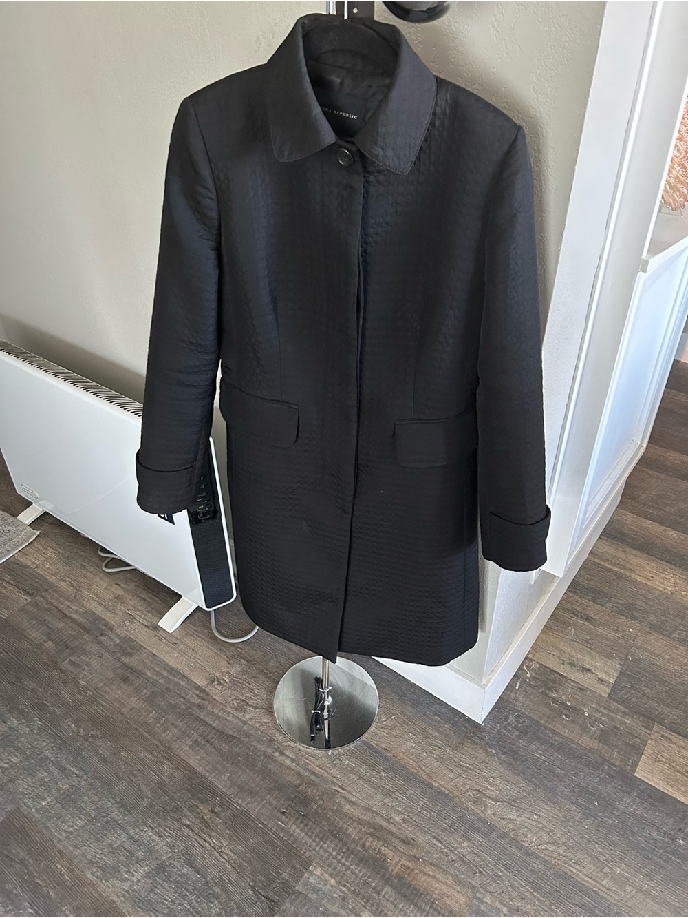 Banana Republic Black Textured Pea Coat